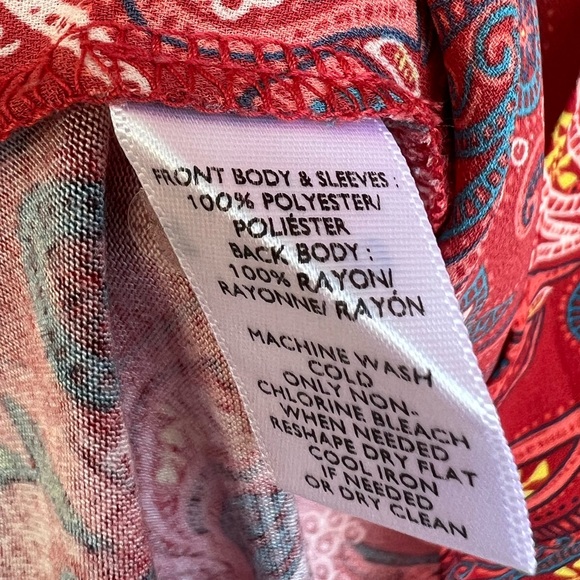 LOFT Paisley Rust Colored Flutter Sleeve Top (xxs) - Picture 3 of 3